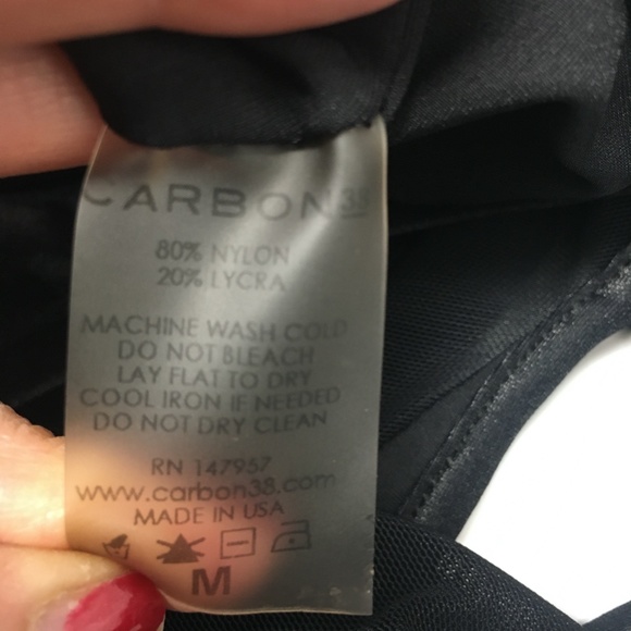 Carbon38 Black Shine Balance Sports Bra Mesh Trim - Picture 8 of 10